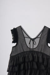 sheer frill tiered blouse