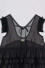 sheer frill tiered blouse