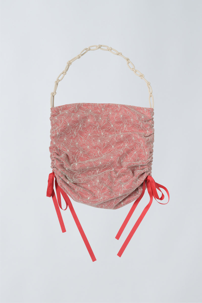 bicolor lace drawstring bag