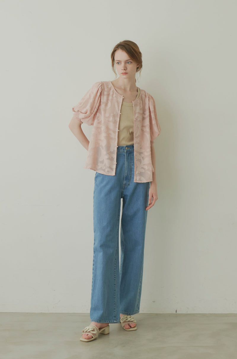 sheer jacquard volume blouse
