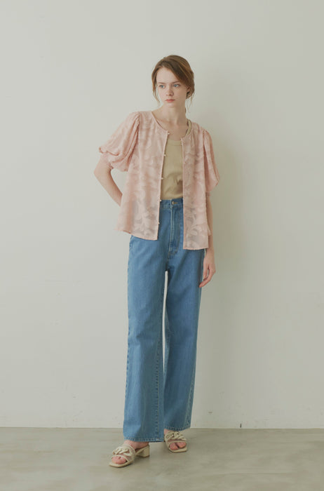 sheer jacquard volume blouse
