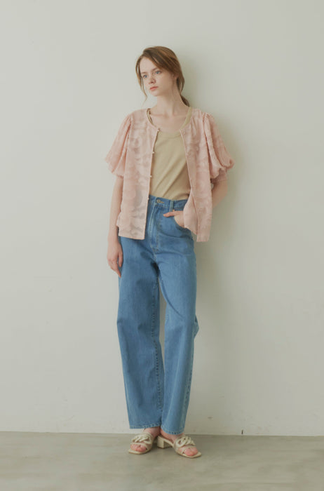 sheer jacquard volume blouse