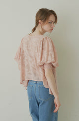 sheer jacquard volume blouse