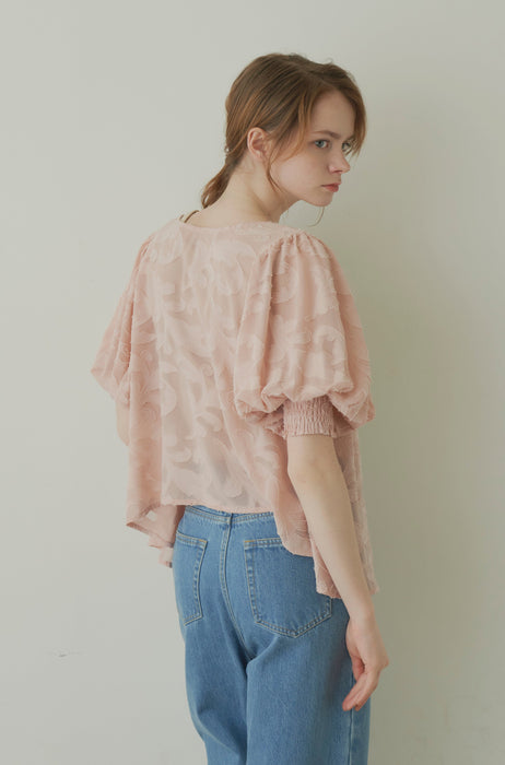 sheer jacquard volume blouse