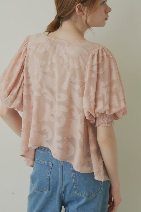 sheer jacquard volume blouse