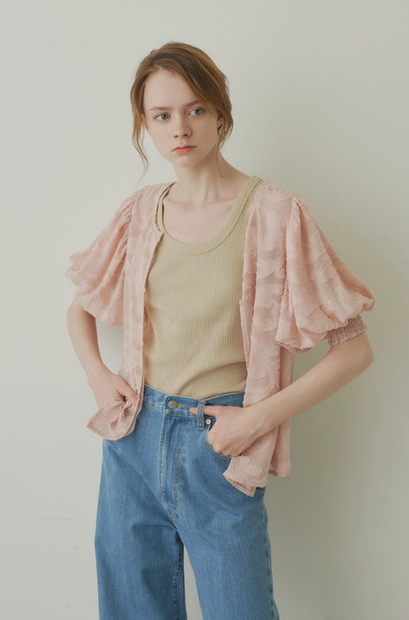 sheer jacquard volume blouse