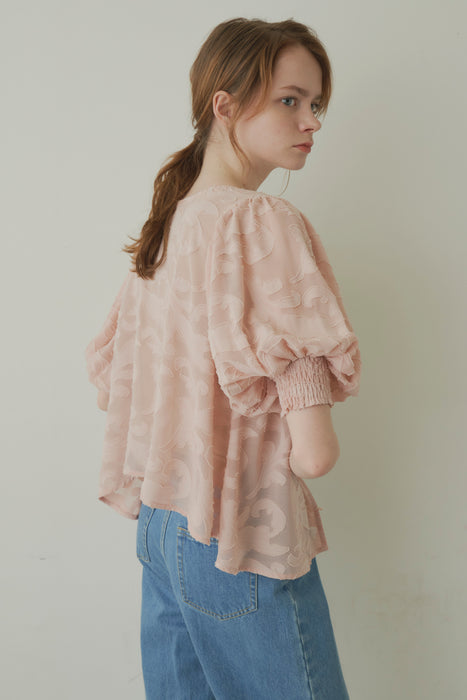 sheer jacquard volume blouse