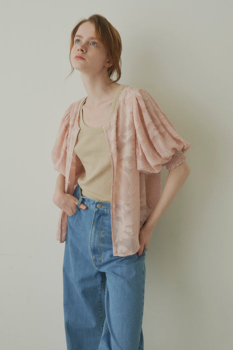 sheer jacquard volume blouse