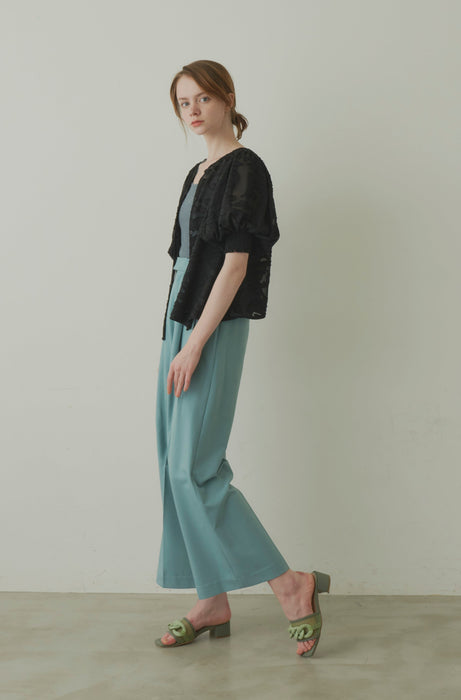 sheer jacquard volume blouse