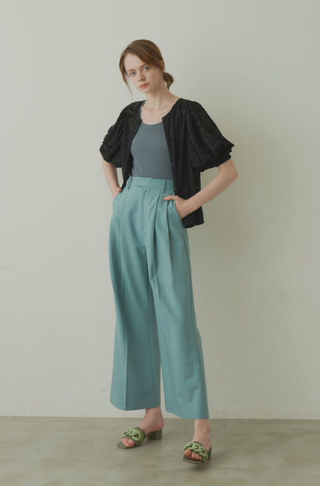 sheer jacquard volume blouse