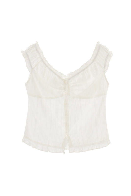 2way shirring puff frill blouse