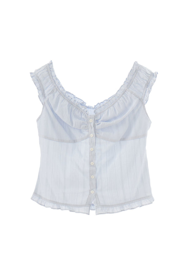 2way shirring puff frill blouse