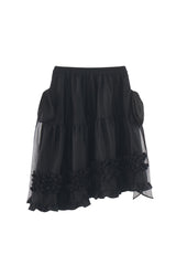 asymmetry frill 2way ribbon skirt