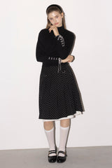 lace up ribbon turtle knit