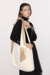 fur big ribbon tote bag