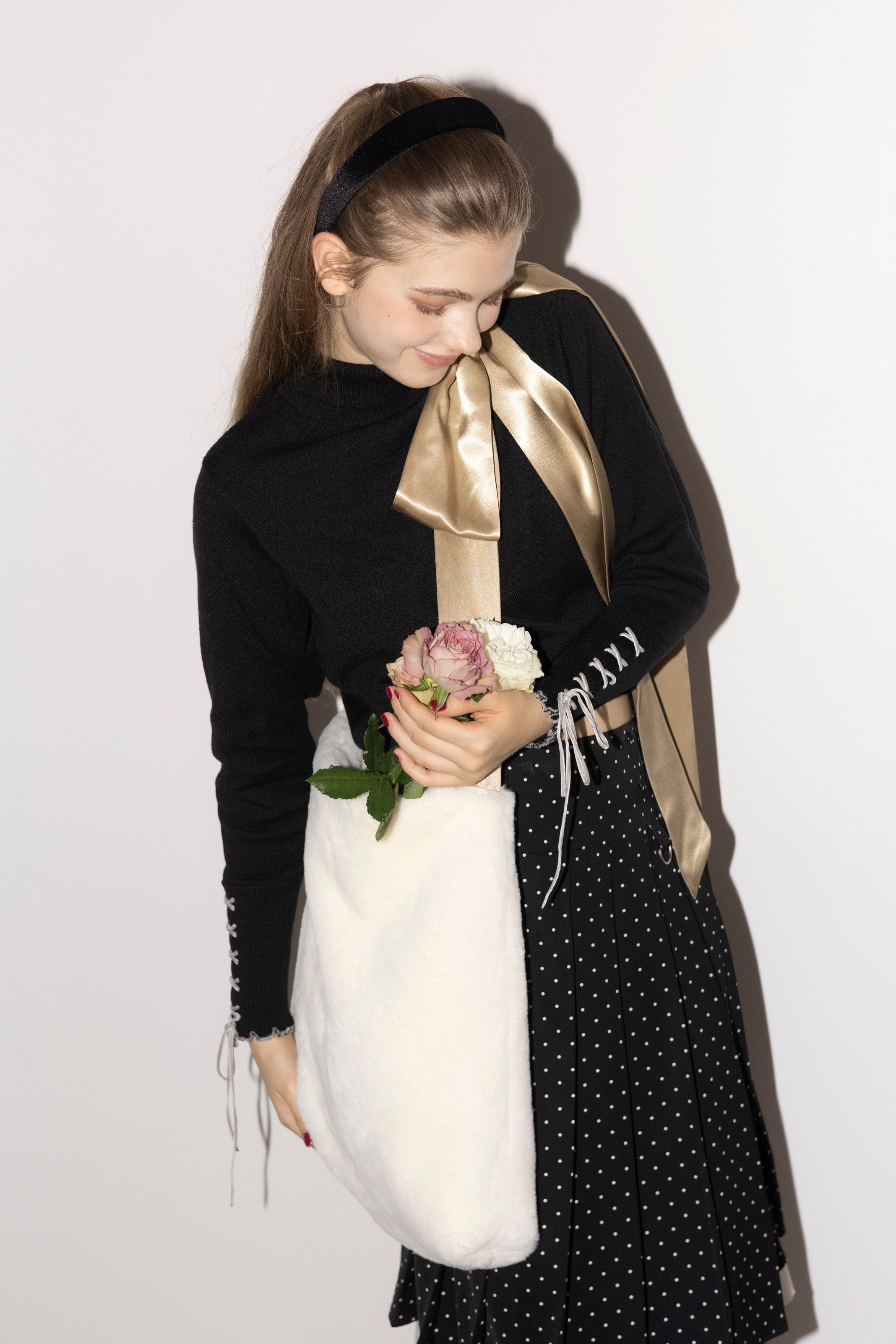 fur big ribbon tote bag