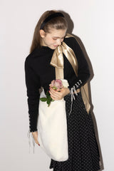 fur big ribbon tote bag
