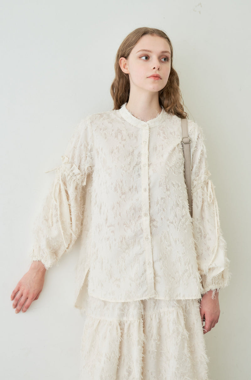 fringe volume sleeve blouse