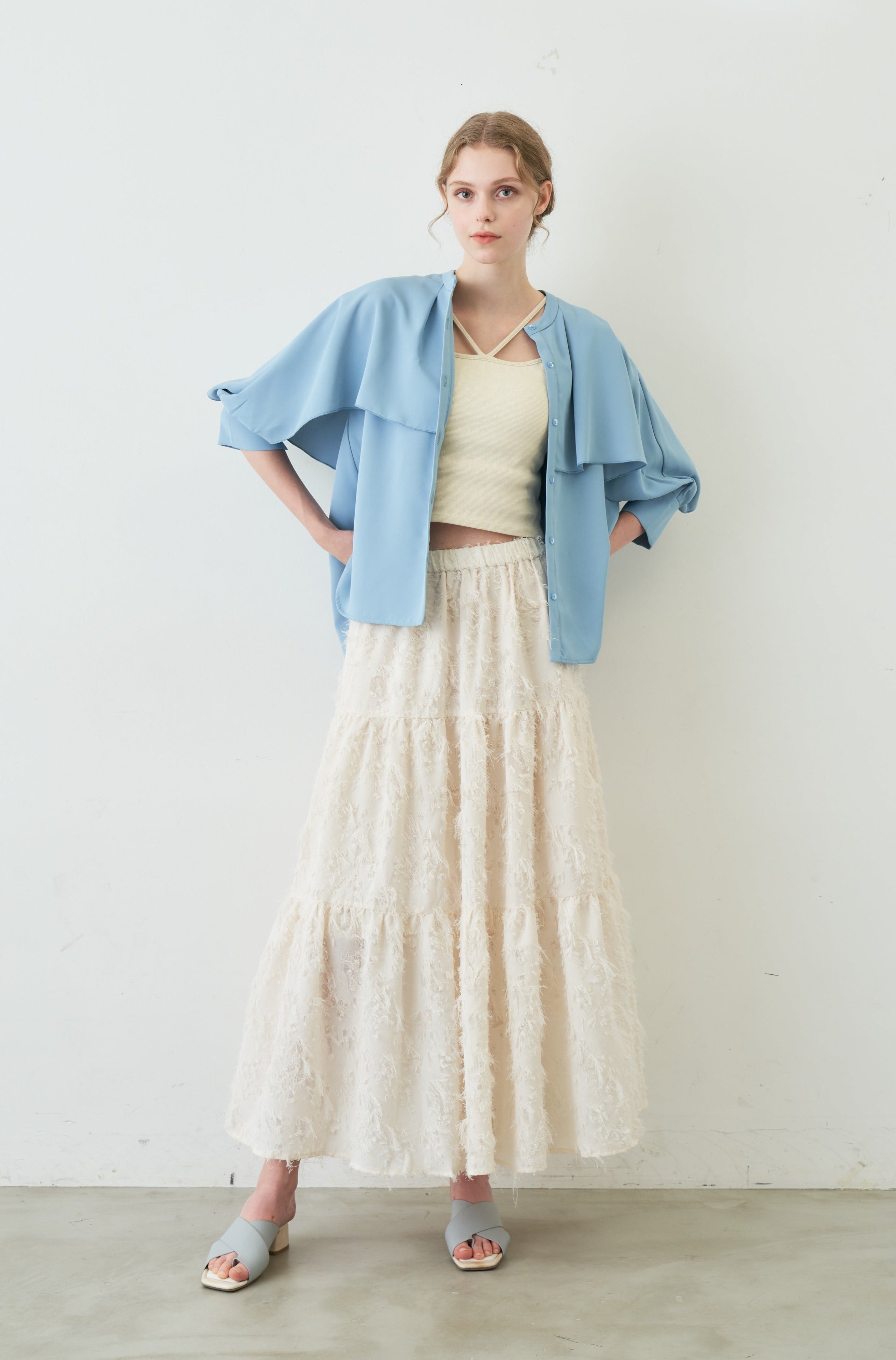 cape layered blouse