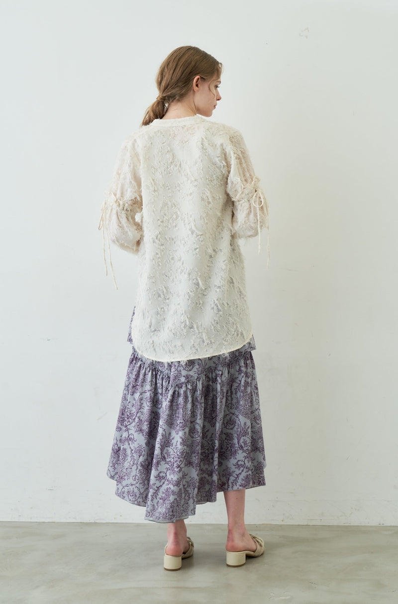 fringe volume sleeve blouse