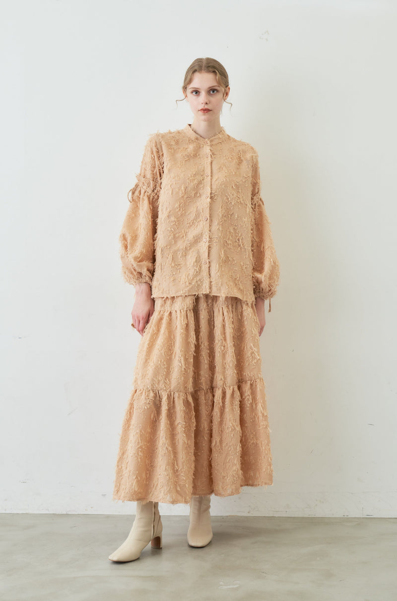 fringe volume sleeve blouse