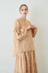 fringe volume sleeve blouse