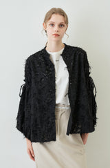 fringe volume sleeve blouse