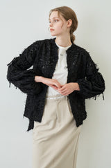 fringe volume sleeve blouse