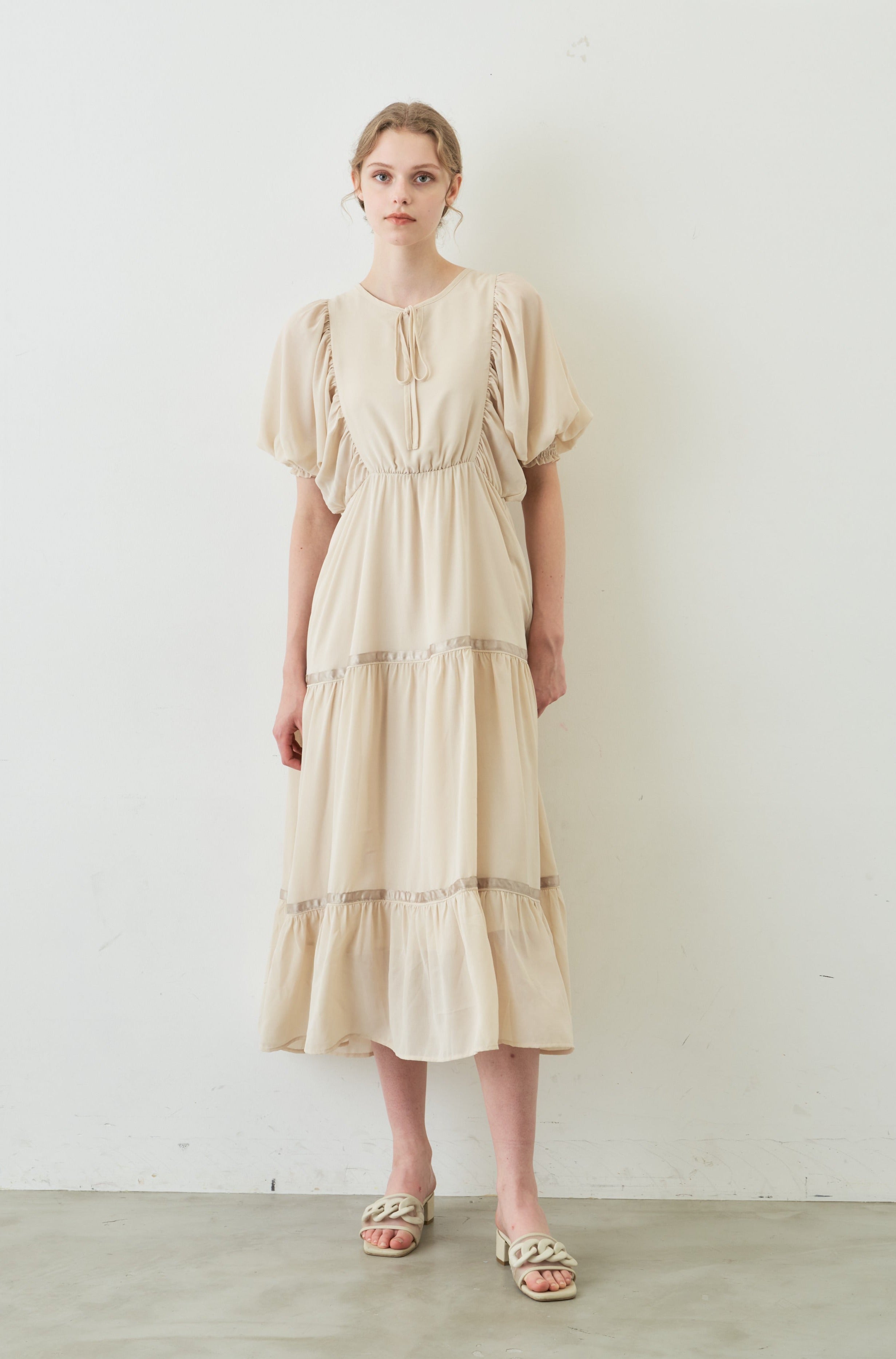 volume sleeve chiffon onepiece