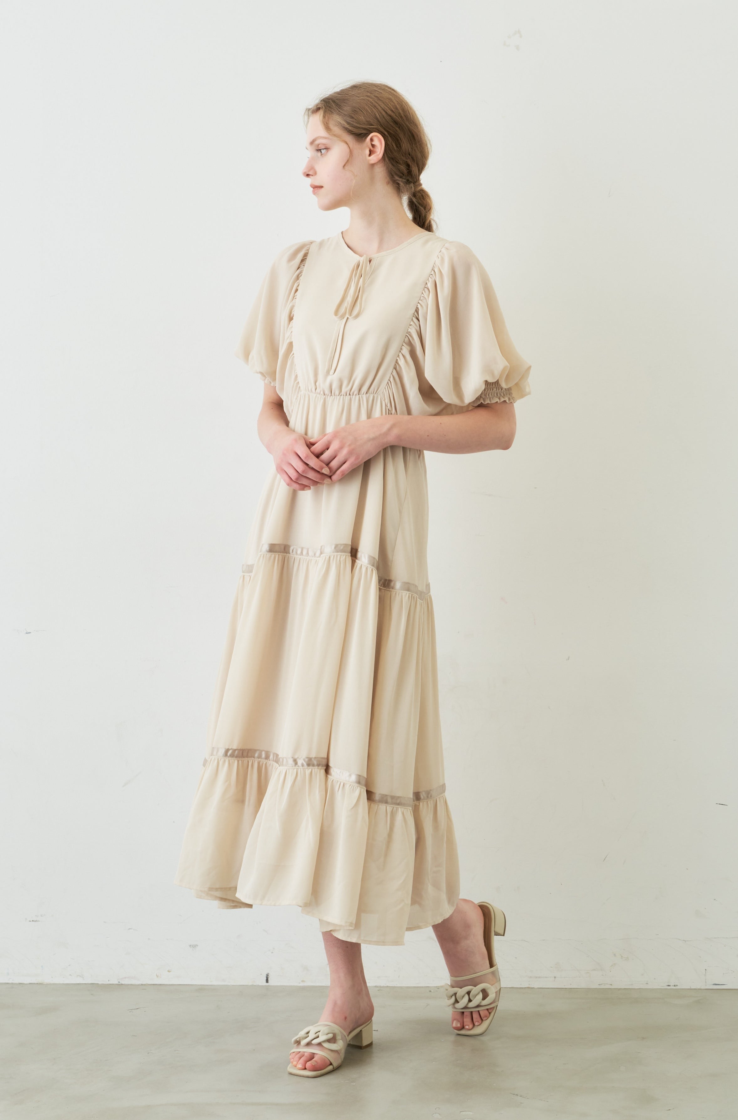 volume sleeve chiffon onepiece
