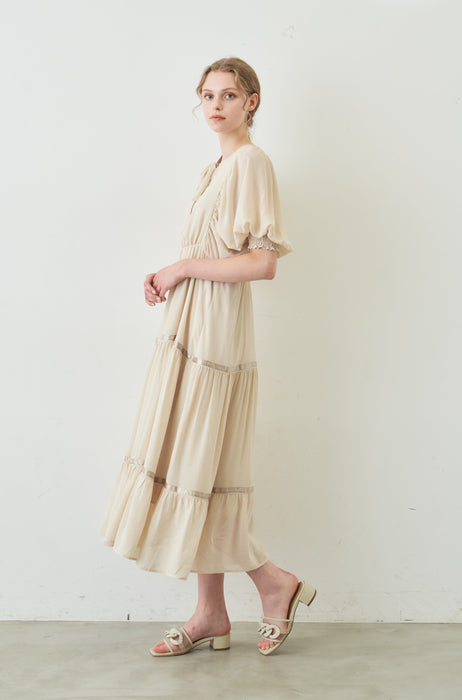 volume sleeve chiffon onepiece