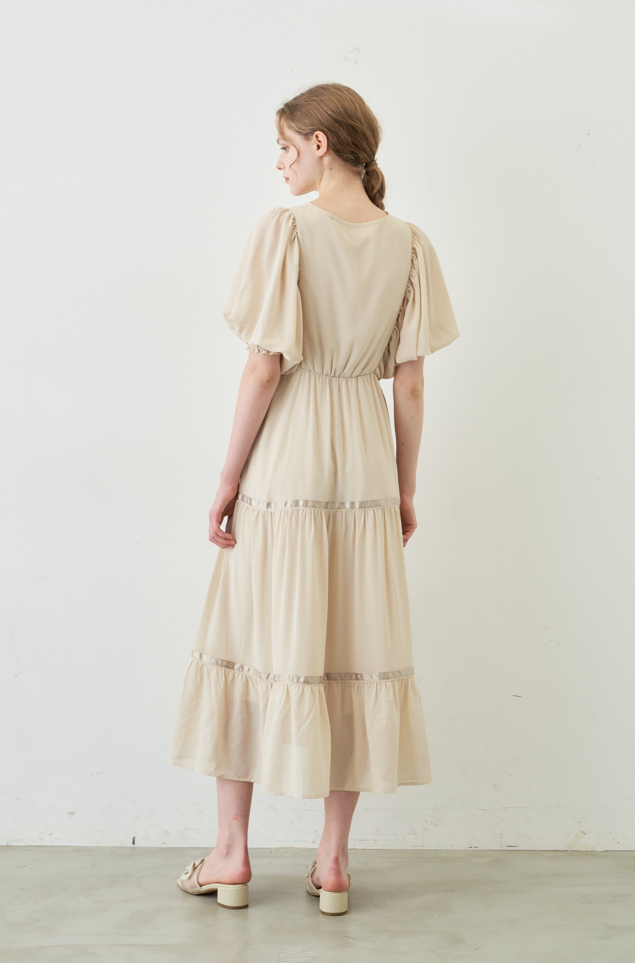 volume sleeve chiffon onepiece