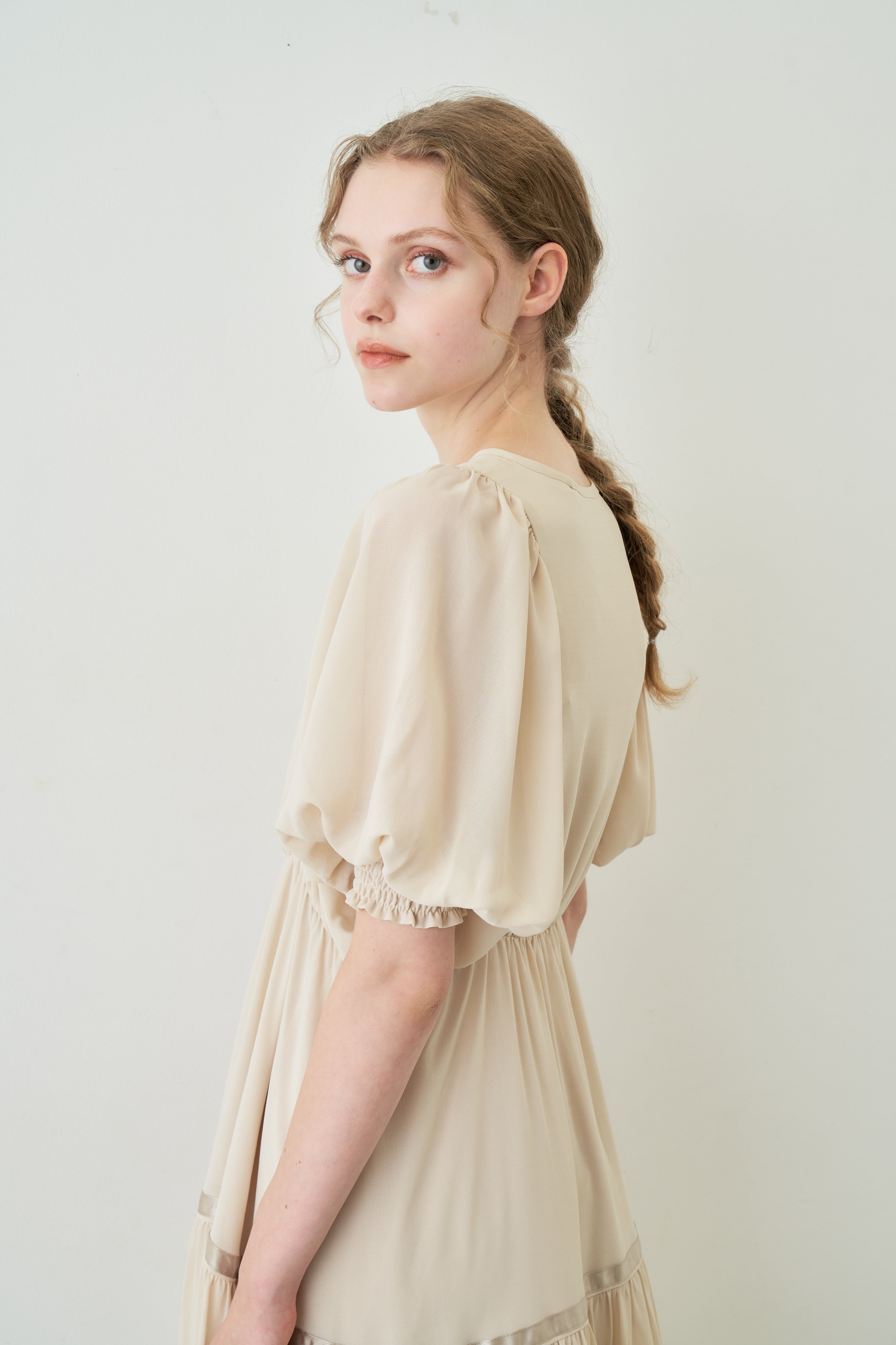 volume sleeve chiffon onepiece