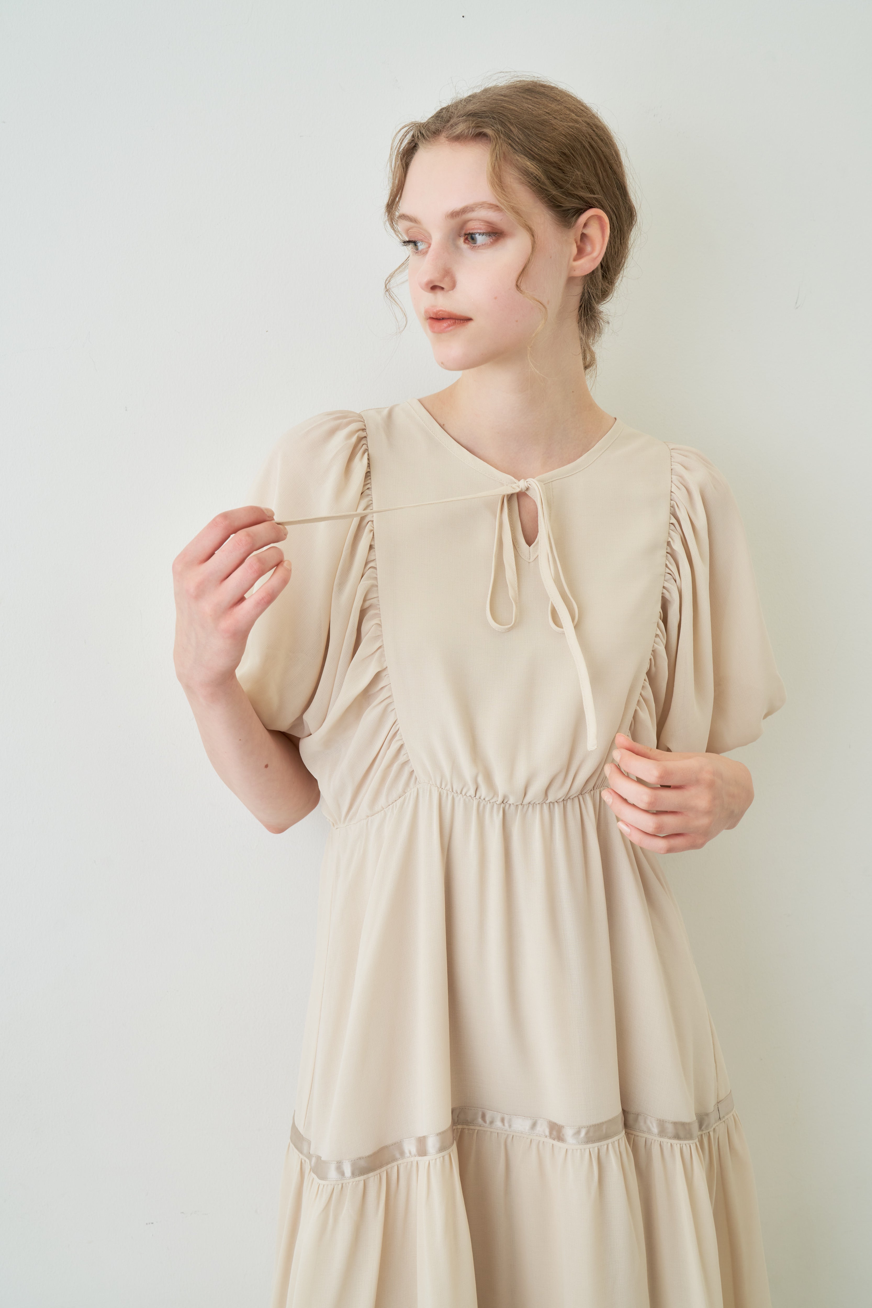volume sleeve chiffon onepiece