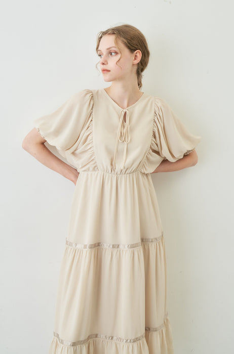volume sleeve chiffon onepiece