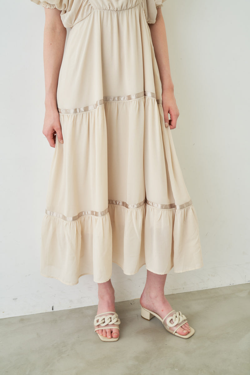 volume sleeve chiffon onepiece