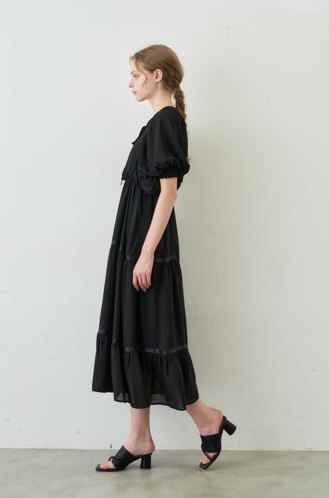 volume sleeve chiffon onepiece