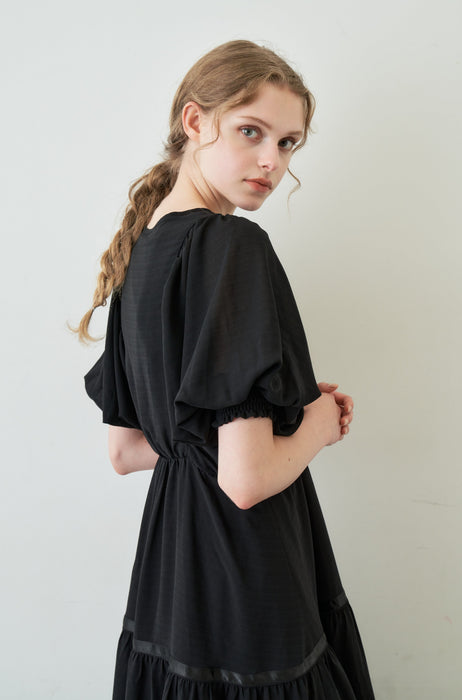 volume sleeve chiffon onepiece