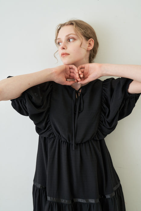 volume sleeve chiffon onepiece