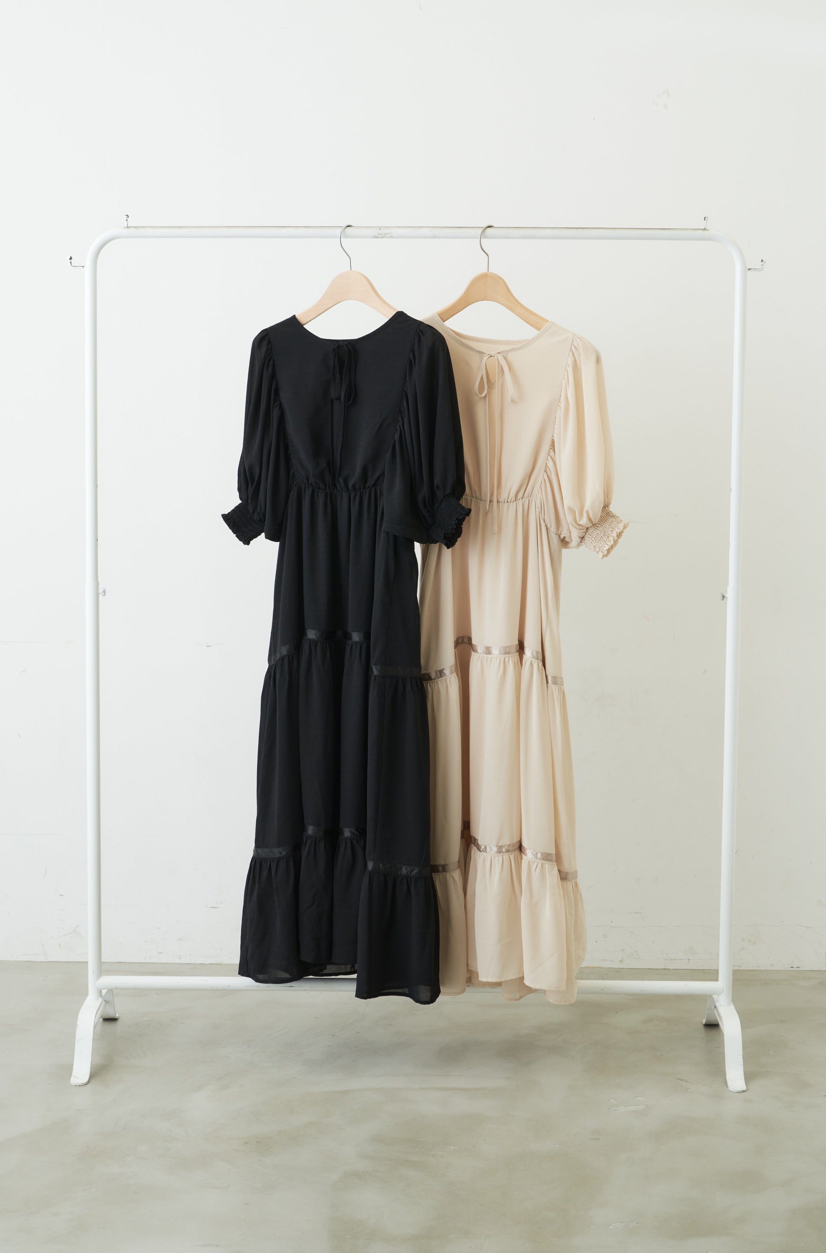 volume sleeve chiffon onepiece