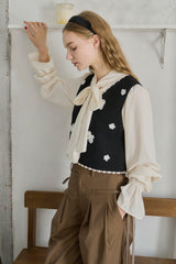 tulle flower knit vest