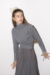 lace up ribbon turtle knit (NEW COLOR)