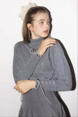 lace up ribbon turtle knit (NEW COLOR)