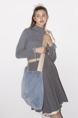 fur big ribbon tote bag