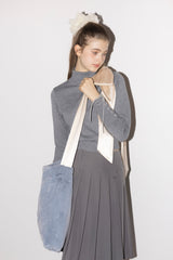 fur big ribbon tote bag