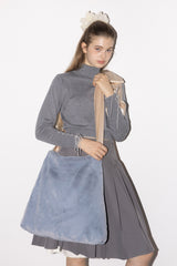 fur big ribbon tote bag