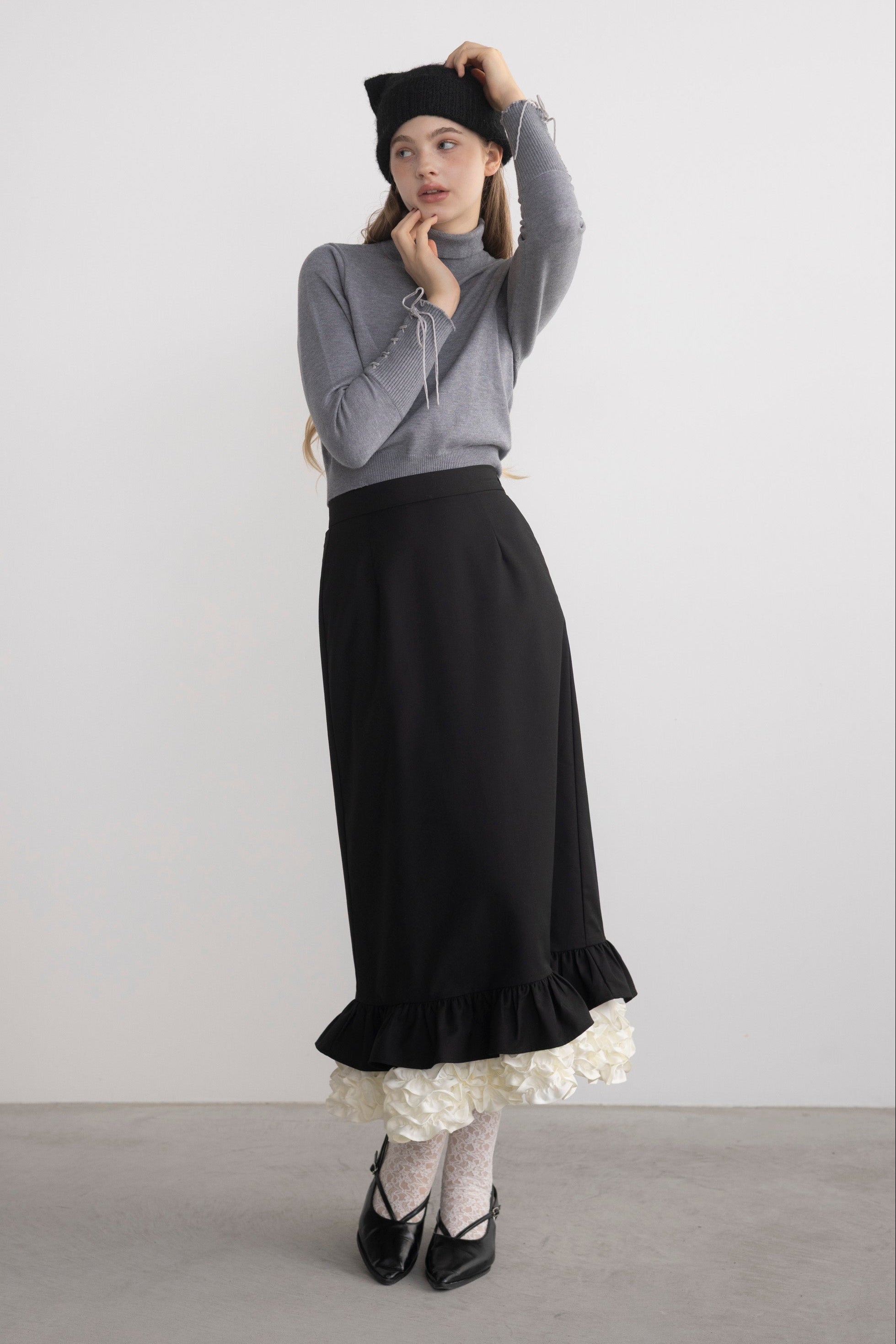 blooming frill long skirt【セットアップ着用可能】