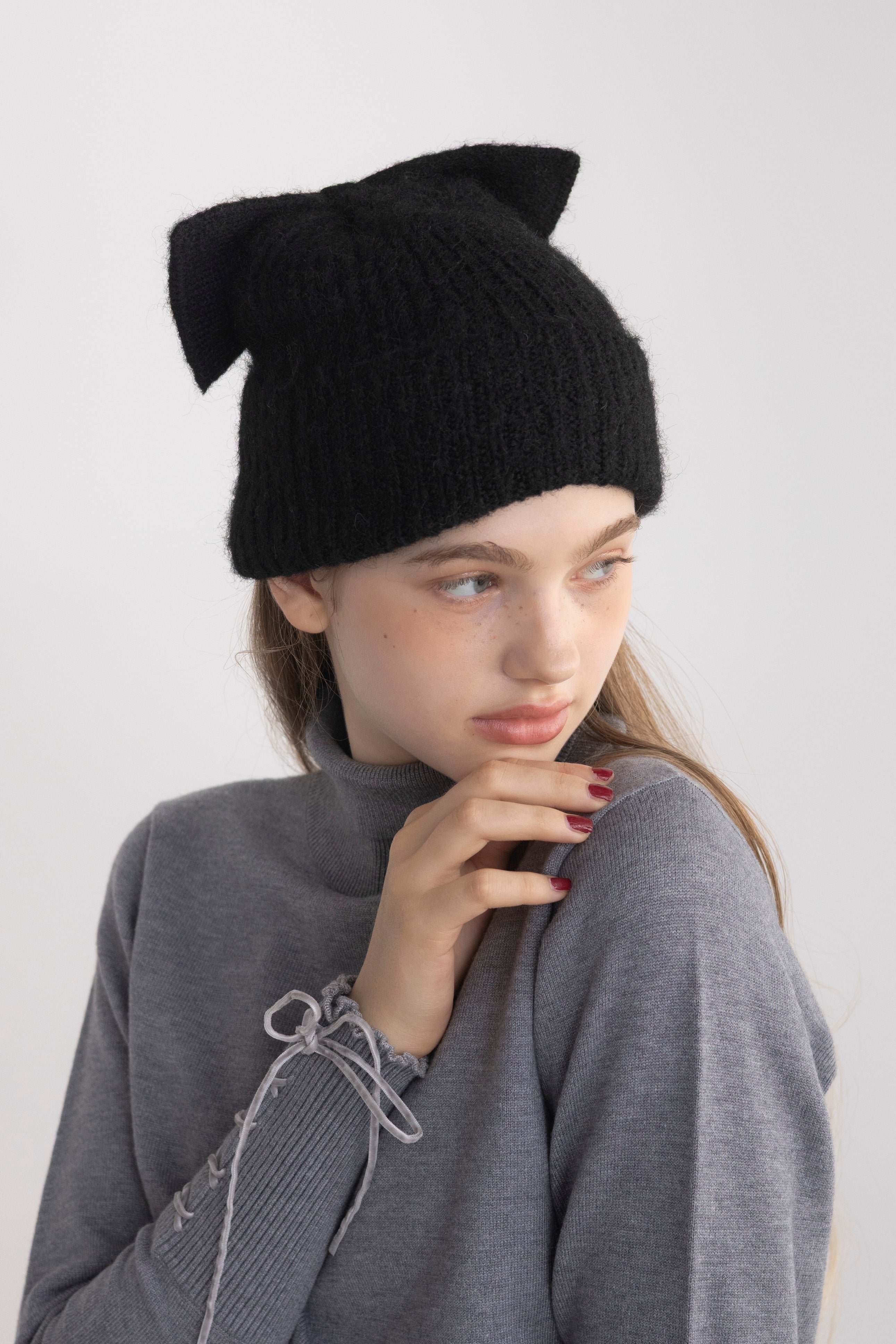 ribbon knit beanie