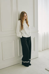 roll up lace wide pants