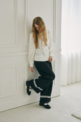 roll up lace wide pants